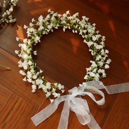 Accessoires Camellia Flower Wreath Crown Festival Bandreau Femme Hair Accessoires Accessoires Girl Fresh and Beautiful Gypsophila Garland