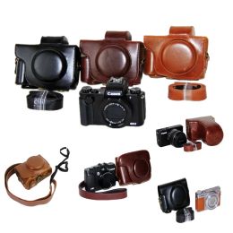 Accesorios Bolsa de cámara Case de cuero PU para Canon PowerShot G15 G16 G7X2 G7X3 SX720 SX730 SX740 HS G5X G9X G9X2 EOS M50 M5 M6 M50II