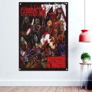 Accesorios Cannibal Corpse Heavy Metal Música Rock Band Banner Gráfico de pared Fantásticamente brutal Arte oscuro Bandera Cráneo Tatuaje Póster Tela decorativa