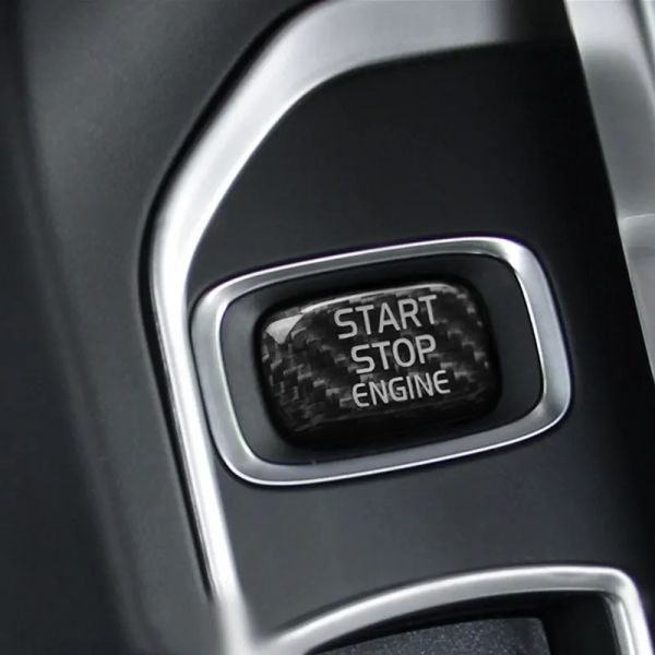 Accesorios CAR Fibra de carbono Centro Consola Oneclick Botón de arranque Cubierta de decoración de pegatinas para Volvo XC60 S60 V60 V40 Accesorios interiores