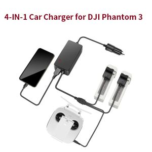 Accessoires Chargeur de voiture pour DJI Phantom 3 Pro Adv Standard Drone Battery Remote Controly Chargeur Portable Fast Outdoor Travel Charging Hub