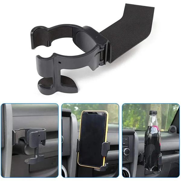 Accesorios para coche portavasos multifuncional soporte para teléfono móvil negro para Jeep Wrangler JK 2007 2010 accesorios de Interior de coche