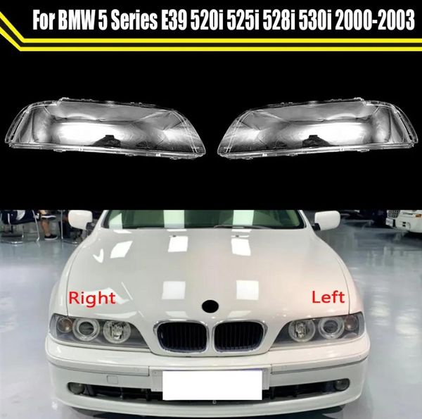 Accesorios, carcasa de faro de repuesto para coche, lámpara de luz, pantalla de lámpara, cubierta de lente de cristal para BMW 5 Series E39 520i 525i 528i 530i 2000 ~ 2003