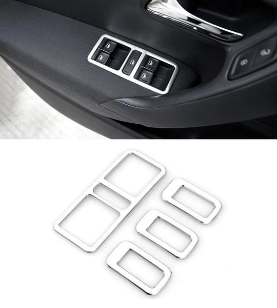 Accesorios de estilo de coche, cubierta de Panel de interruptor de elevación de ventana de puerta Interior de acero inoxidable para VW POLO 20122016, accesorios de decoración de embellecedor