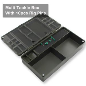 Accessoires Boîte à pêche en carpe Multi-tacle avec 10pcs Pins de plate-forme solide Stockez vos petits articles en tant que vis à appâts, swivels et perles accès