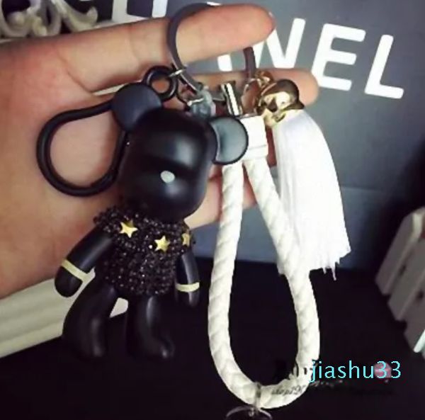 Accesorios Llavero de oso de dibujos animados Lindo bolso Charm Holder Llavero de resina negro