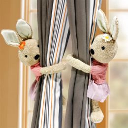 Accessoires Cartoon Bunny Gordijn Tiebacks Terugloopsper Pop Dieren Gordijngespen Clips Houders Schattig Konijn Knuffel Gordijnbevestigingen