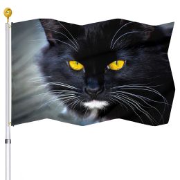 Accesorios Banderas de gatos con arandelas de latón Cat Black Show Dos ojos Pastilla de la casa Flagal de la casa de la casa de los ojos y al aire libre para mujeres regalos