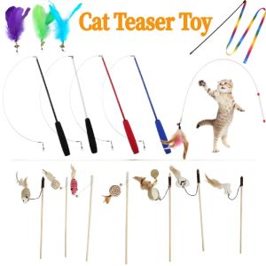 Accessoires Cat Teaser Wands Interactieve intrekbare vispaal toverstok Cat Catcher Teaser Stick Rod speelgoed voor kitten training oefenen