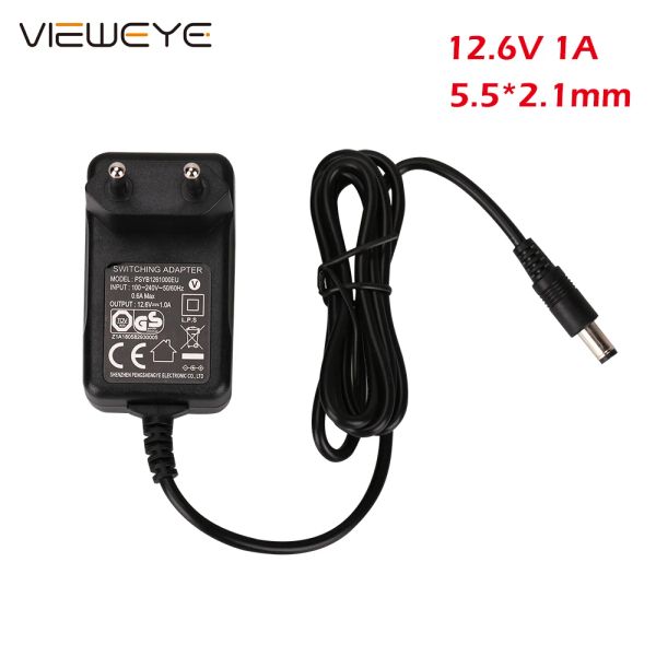 Accesorios CE UL Autenticado AC 100240V Entrada DC 12.6V 1A FUERCIA DE ENTRENAMIENTO DE SALIDA EU Cargador de potencia de alimentación para CCTV Fishing Camera