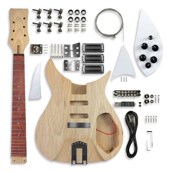 Accessoires Censtar Handmade Ricken 325 Kit de guitare électrique DIY, pont fixe, guitare électrique solide avec support de coupe et gribouillage gratuit,