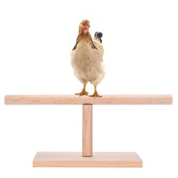 Accessoires support en bois de poulet, perchoir de Table en bois naturel avec barre d'entraînement de Base, jouet de meulage des pattes pour grands accessoires de Cage à oiseaux