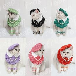 Accessoires Kerstnieuwigheid Bandana Hat voor Cat Puppy's Pet Collar Beret Painter Doll Hat Dog Cat Hoofdress Bib voor Kerstmis