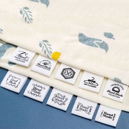 accesorios Etiquetas de ropa, Marca personalizada, Logotipo personalizado, Etiquetas de algodón, Nombre comercial, Hecho a mano, Máquina de coser, 20 mm x 60 mm