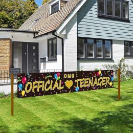 Accessoires Kleurrijke officiële tienerbanner voor buitentuin Gelukkige 13e verjaardag Banners Cheer To 13 Year Old Party Decor Supplies Teken