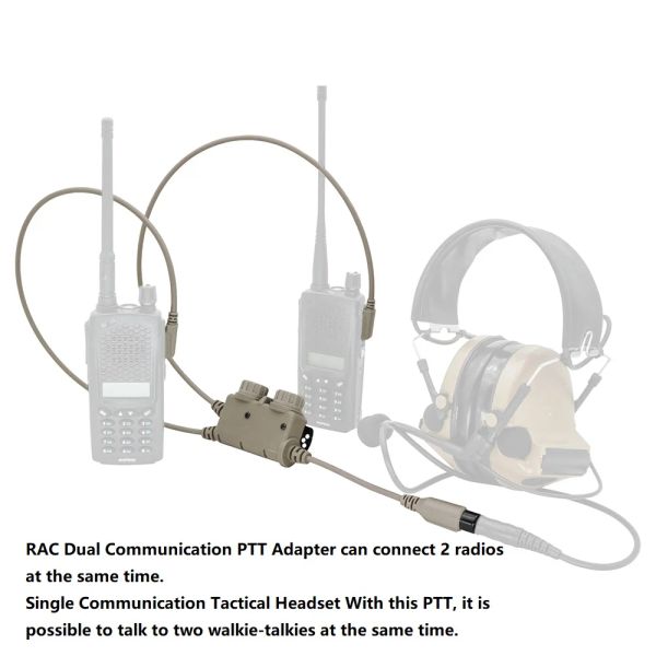 Accessoires Comtac Tactical U94 PTT Airsoft Shooting Hunting Earmuffs RAC Dual Communication PTT pour Peltor MSA Tacsky Tactical Headphone
