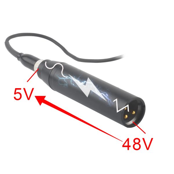 Accesorios Convertir 48V a 5V XLR Conector masculino 3 4 pin 3.5 mm Micrófono Fantasma Adaptador de alimentación Mini Converter de micrófono Lavalier P2 P2