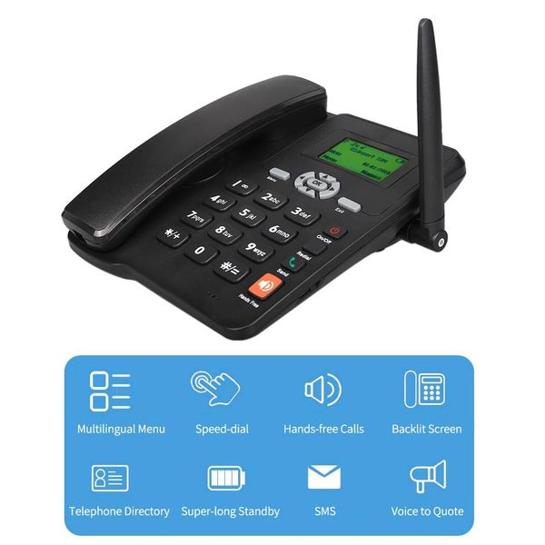 Accessoires Téléphone sans fil Support téléphonique de bureau GSM 850/900/1800/1900MHZ Double carte SIM 2G Téléphone sans fil fixe avec antenne Radio-réveil