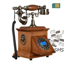 Accessoires draadloze telefoon GSM Sim Card vaste draadloze vaste lijn Antiek vast retro telefoon Home Office Hotel Wood Metal voor oudere beller