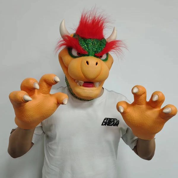 Accessoires Accessoires de costumes Super Luigi Bros Bowser masque jeu de Cosplay masques en Latex drôles gants adulte unisexe Halloween accessoire de fête Accessori