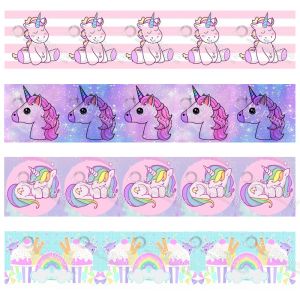 Accesorios Cartoon Capetio de Unicornio Impreso Cinta de poliéster Grosgrain 50 Yardas Retenimiento de regalos Bows de bricolaje Derecciones de boda de Navidad Cintas