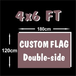 Accesorios Bandera personalizada 4x6FT Bandera de poliéster de doble cara todo el logotipo Bandera real de todos los colores con ojales de metal de manga blanca 120 * 180 cm