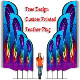 Accessories Custom Print Feather Flag Beach Banner Barber Shop Spa Salon Sport Racing Massage Coffee Hot Dog Ice Cream Milk Bakery Gym Fit