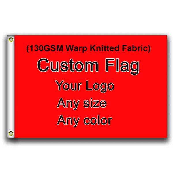 Accesorios Bandera impresa personalizada 12x18 pulgadas 2X3FT 3X5FT 2X8FT 4X6FT 5x8FT 100% poliéster 130GSM Tejido de punto por urdimbre con doble costura