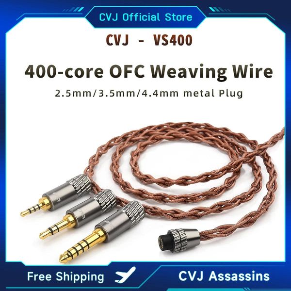 Accessoires CVJ VS400 OFC mise à niveau câble Audio 400 écouteurs de base fil HIFI en métal 2.5/3.5/4.4mm/Type C/prise Lightning 2Pin S pour écouteurs