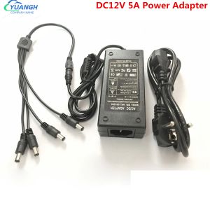 Accessoires DC 12V 5A CCTV Power Adapter met 4 splitter kabelbeveiliging Voedingsvoeding voor videobewakingscamera DVR -systeem