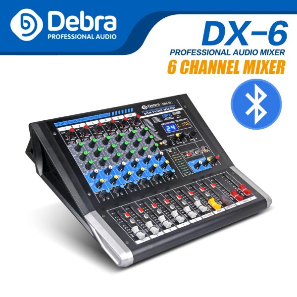 Accessoires Debra Audio DX6 6Channel Audio Mixer DJ Controller Sound Board avec 24 DSP Effect USB Bluetooth pour DJ Recording Studio