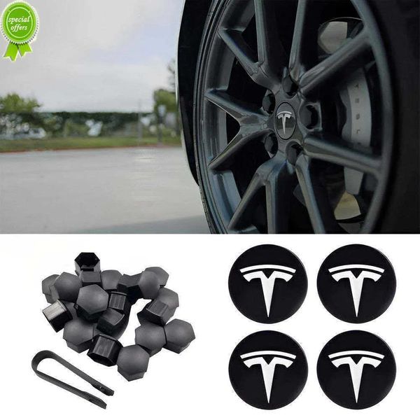 Accessoires décoration capuchons de roue de moyeu pour Tesla modèle 3/Y/S/X Kit de couvercle d'écrou de roue garniture emblème Badge Tesla Modification décorations casquettes