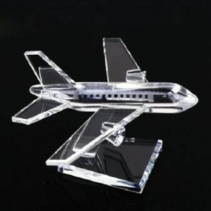 Accessoires délicats en verre de cristal, modèle d'avion, petit avion, décoration de bureau artistique, cadeau pour enfant