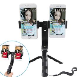 Accessoires Desktop Selfie Mini Tripod met 2 clips Mount Holder voor mobiele mobiele telefoons Grip Stand Support voor live videoblogger vlog