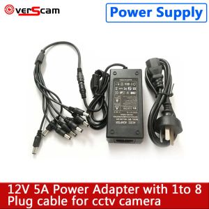 Accessoires Devoccvo 12V 5a 8ch voeding CCTV Camera Power Box 8 Poort DC+Pigtail Coat DC 12V Power Adapter