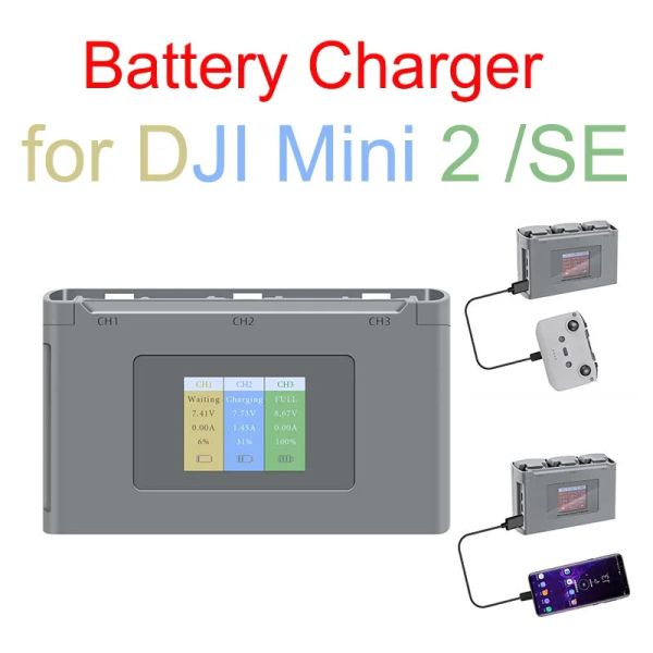 Accessoires Chargeur de batterie d'affichage numérique pour DJI Mini 2 / Mini SHE Chargeur de batterie Twoway Charging Hub Drone Batteries USB Charger Accessor