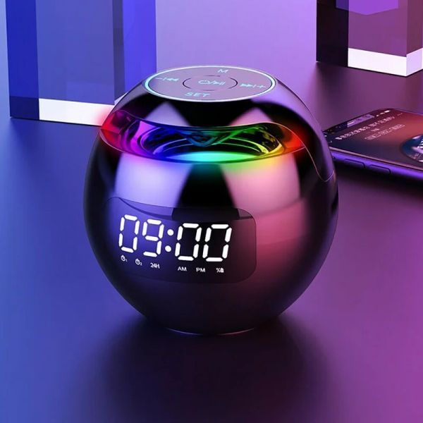 Accessoires Clock d'alarme à LED numérique TF / FM Radio Bluetooth haut-parleur Roundside Night Light Colorful Light Play Play Clock