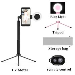 Accessoires Dimmable Selfie Ring Light 1.7m Extensible Stick Stick Trépied Selfie LED Anneau Light With Phone Support Mount Pild USB Trépied