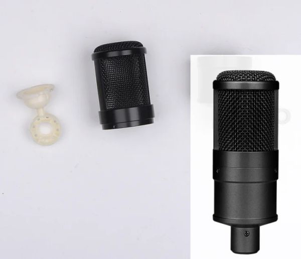 Accessoires Shell de boîtier du corps microphone DIY pour Studio Audio Part Couleur en noir et argent 759