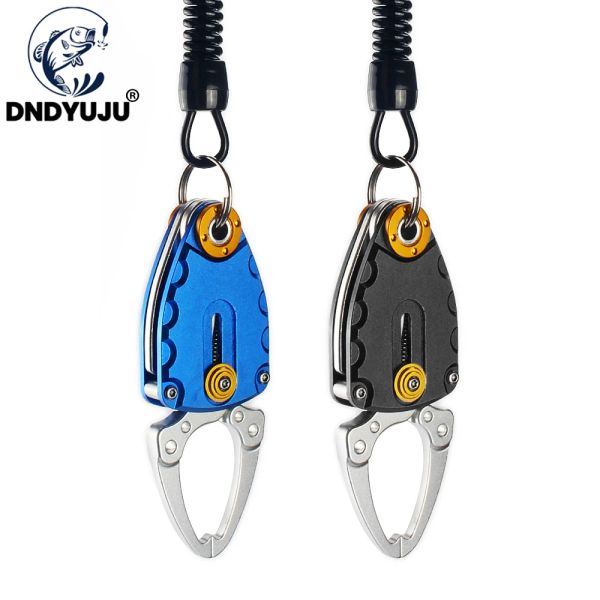 Accessoires dndyuju extérieur verrouillage portable de pêche de pêche à la pêche à pêche à lèvres Clip de pliage Gripper ultra poids léger avec corde de rétention Tackle de pêche