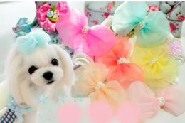 Accessoires Chiens Hair Accessoires Handmade Pearl Snow Yarn Bowknot Hairpin Pet Cats Tooming Clips Princess Yarn Flower Hairpin