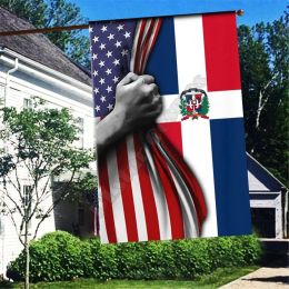 Accessoires drapeau de la république dominicaine et de l'amérique, impression complète en 3D, drapeaux de jardin suspendus, décoration de maison