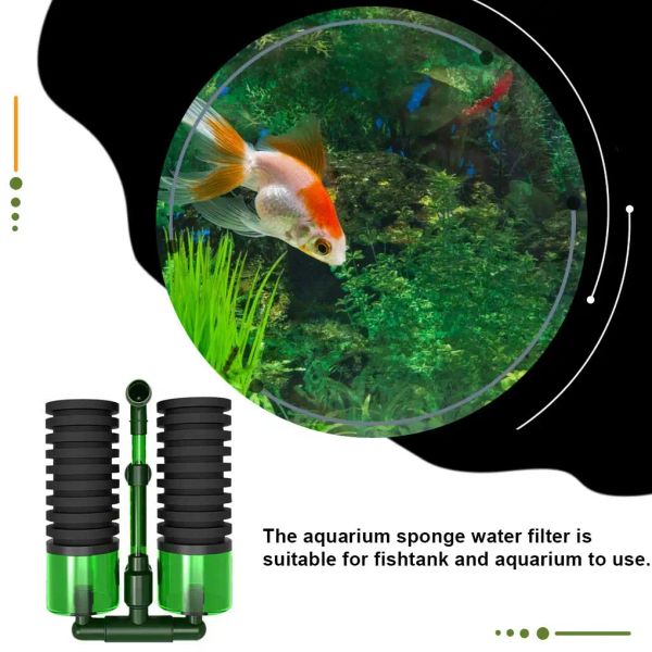 Accessoires Double tête filtre à eau aquarium Fishtank Sponge Water Filtre Pompe à pêche à pêche Aquarium Aquarium Accessoire