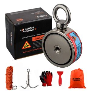 Accessoires Dubbele zijzijde Vismagneten Super Strong Gecombineerde 360 kg N52 Neodymium -magneet met 20m touw voor schattenjacht onder water