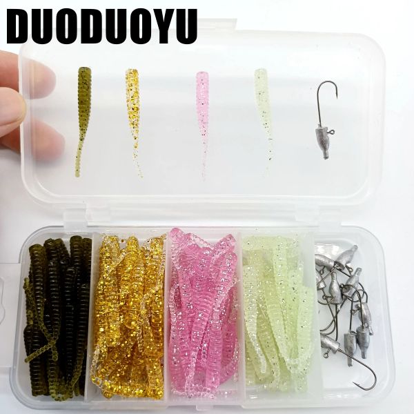 Accessoires Duoduoyu 140pcs + 1 boîte / lot Ajing Lure Lure Rockfish Fishing Hooks0.36g / 1,4g Hook Swimaits Jig Lure Wobber Worm Bait