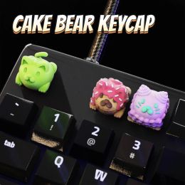 Accesorios Echome KeyCap Cake Bear Bear 3D RESINA CAPA para teclados mecánicos Capa de teclado personalizado de anime rosa lindo hecho a mano