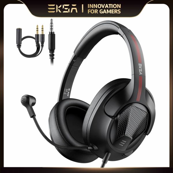 Accessoires Eksa E3d Gaming Headset Gamer 3,5 mm Headphones Wired avec un annulation de bruit pour le microphone pour PC / PS4 / Xbox One / Nintendo Switch