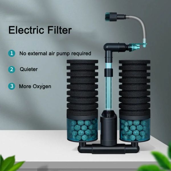 Accesorios Filtro de acuario eléctrico para acuario, bomba de aire para tanque de peces, Skimmer, filtro de esponja bioquímica, filtro biológico para acuario