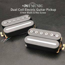 Accessoires Guitare électrique Humbucker Blade / Vis Hex Réglage du pick-up de guitare à double bobine avec 4 Câble / bobine Splating Black