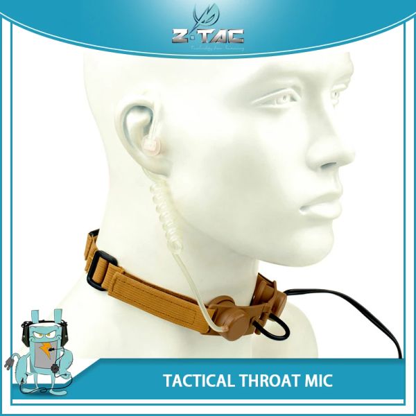 Accessoires élément Softair Ztactical Military Wired Headset Airsoft Accessoires Adaptateur de micro de gorge pour EVO III Dual Side for Hunting High T